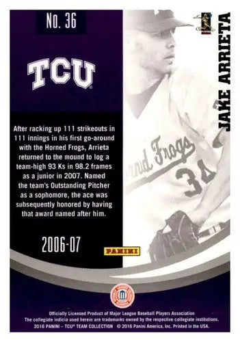 2016 Panini TCU Horned Frogs #36 Jake Arrieta NM-MT - Baseball Card Single