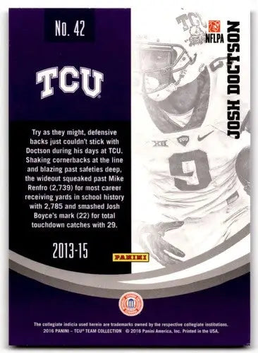 Original gloss football trading card featuring TCU Horned Frogs player Josh Doctson
