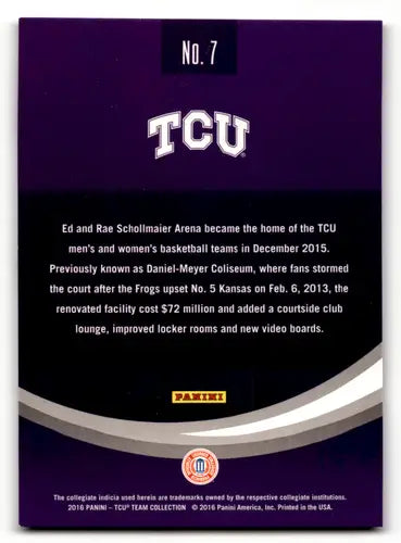2016 Panini TCU Horned Frogs #7 Ed & Rae Schollmaier Arena NM-MT ID:61826 - Basketball Card Single
