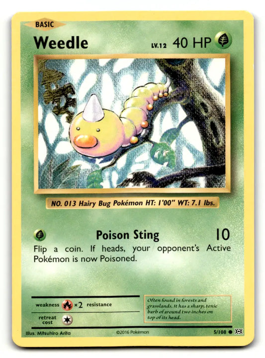 Pokemon Weedle card from XY Evolutions in exact NM condition