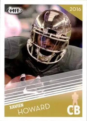 Football trading card featuring Xavien Howard from 2016 SAGE Hit Simply Sandoval collection