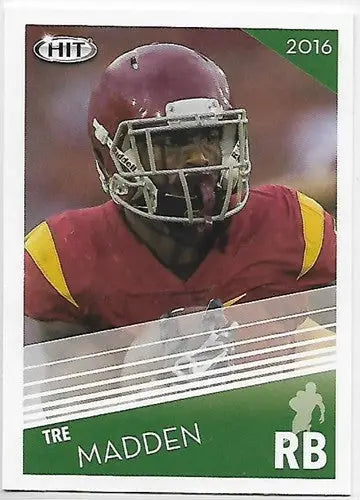 SAGE Hit Tre Madden football card with original gloss from 2016 SAGE Hit NM-MT