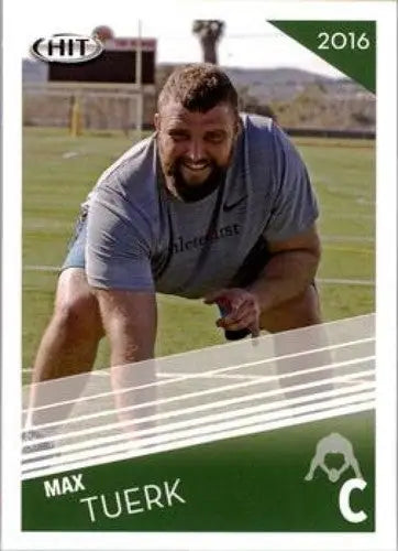Football trading card featuring Max Tuerk from 2016 SAGE Hit with original gloss