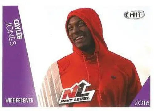Original gloss Sage Hit Cayleb Jones football card from 2016 Next Level collection