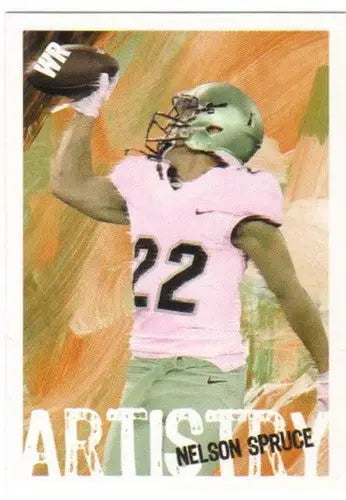 Original gloss football player card from Sage Hit Artistry series featuring Nelson Spruce