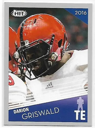 Sage Hit Gray Darion Griswald football card from 2016 Sage Hit Gray series