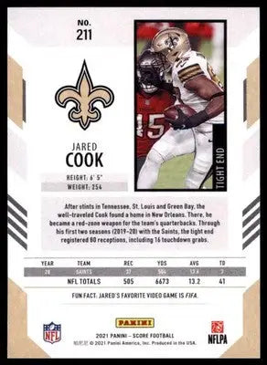 2016 Score Base Jared Cook New Orleans Saints 297 - Football Card Single