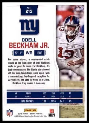 2016 Score Base Odell Beckham Jr. New York Giants 213 - Football Card Single