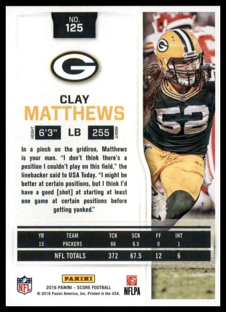 2016 Score - Clay Matthews #125