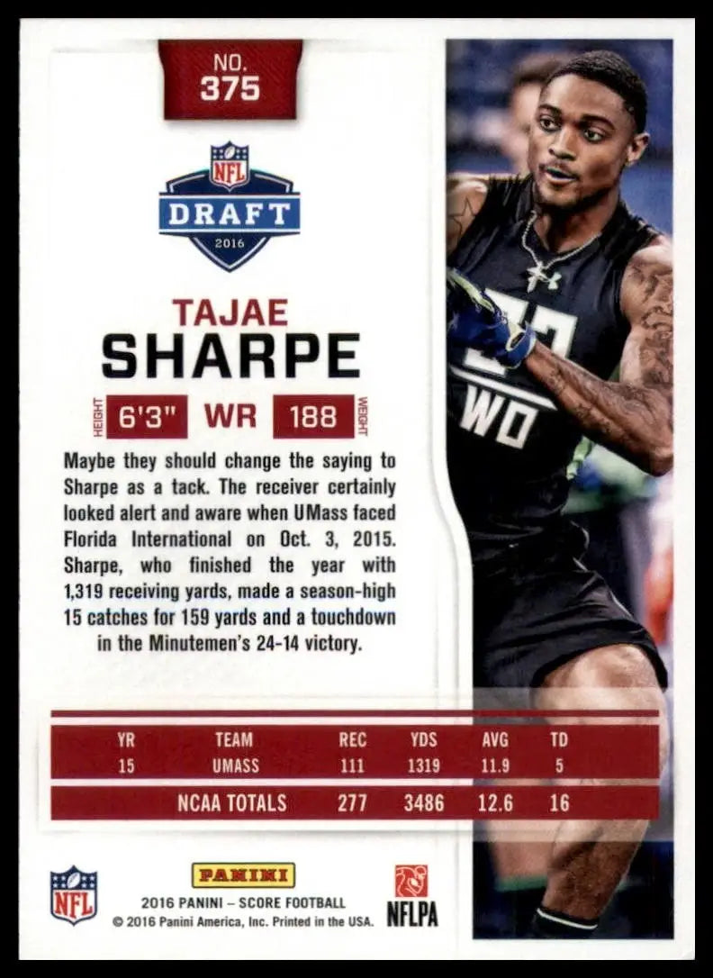 2016 Score Rookie Tajae Sharpe #375 Football Card NFL Sports - Football Card Single