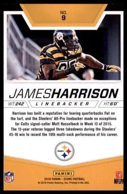 2016 Score - Stoppers Base James Harrison Pittsburgh Steelers 9 - Football Card Single
