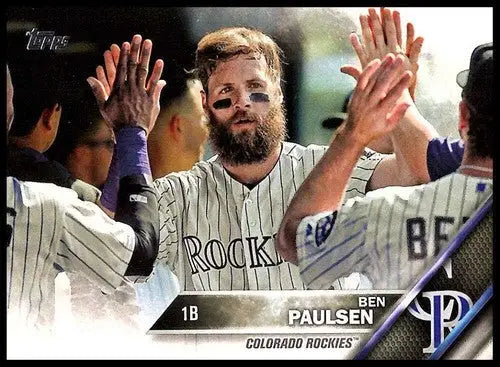 Baseball card of Ben Paulsen with original gloss from 2016 Topps Rockies series