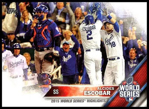 Original gloss Baseball card featuring Alcides Escobar WS NM-MT from 2016 Topps #120