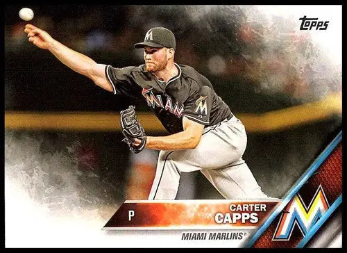 Original gloss baseball card featuring Carter Capps pitcher NM-MT from 2016 Topps Marlins