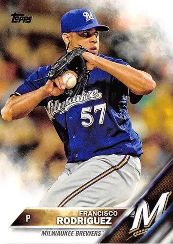 Original gloss baseball card of Francisco Rodriguez NM-MT from 2016 Topps #18 Brewers