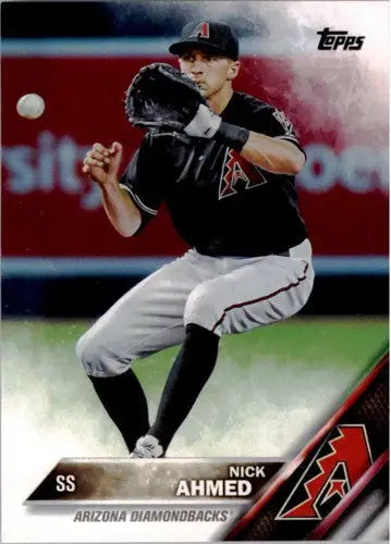 Original gloss baseball card of Nick Ahmed NM-MT from 2016 Topps Diamondbacks