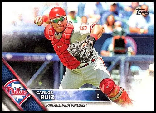 Carlos Ruiz baseball card with original gloss from 2016 Topps Phillies collection