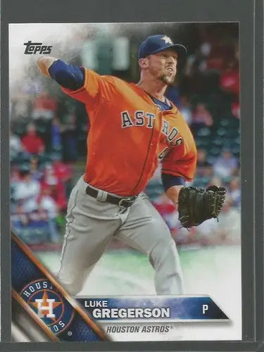 Luke Gregerson baseball card with original gloss in NM-MT condition from 2016 Topps