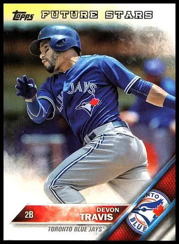 Devon Travis Blue Jays baseball card with original gloss from 2016 Topps series