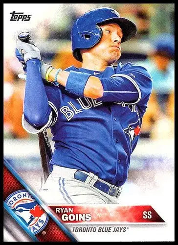 Ryan Goins baseball card with original gloss from 2016 Topps Blue Jays series