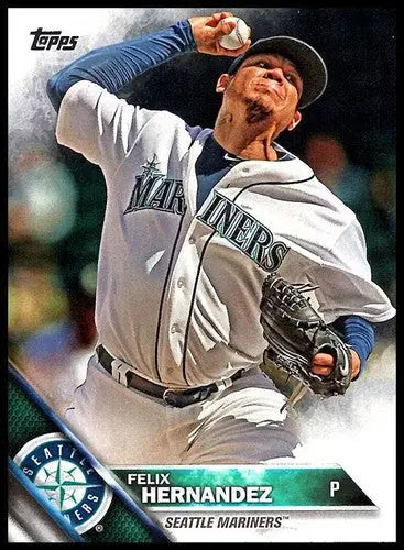 Baseball card of Felix Hernandez in original gloss from 2016 Topps Mariners NM-MT