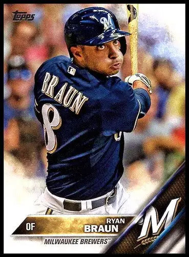 Original gloss 2016 Topps Ryan Braun NM-MT baseball card Brewers ID 2971