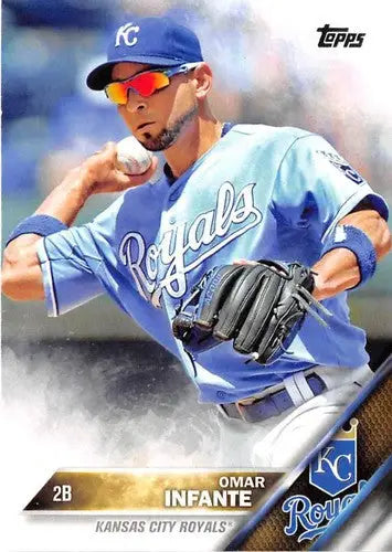 Omar Infante baseball card with original gloss from 2016 Topps #34 NM-MT Royals