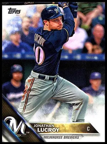 2016 Topps Jonathan Lucroy baseball card with original gloss from Brewers collection