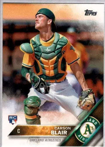 Original gloss baseball card of Carson Blair rookie Athletics 2016 Topps #352