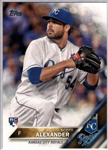 Original gloss Scott Alexander rookie Royals baseball card from 2016 Topps #366