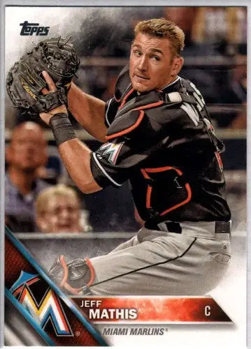 2016 Topps Jeff Mathis baseball card with original gloss NM-MT Marlins ID 3037