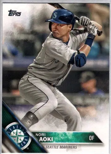 Original gloss Nori Aoki baseball card 2016 Topps #386 Nori Aoki NM-MT Mariners