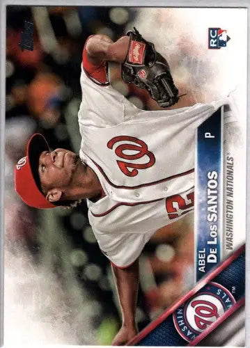 Baseball card featuring Abel De Los Santos rookie Nationals with original gloss from 2016 Topps