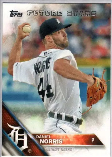 Original gloss baseball card featuring Daniel Norris as a Tigers Future Star from 2016 Topps