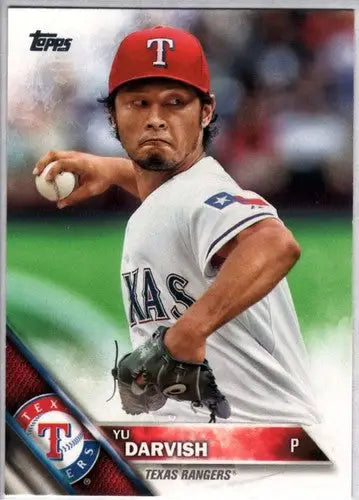 Original gloss baseball trading card featuring Yu Darvish NM-MT Rangers from 2016 Topps