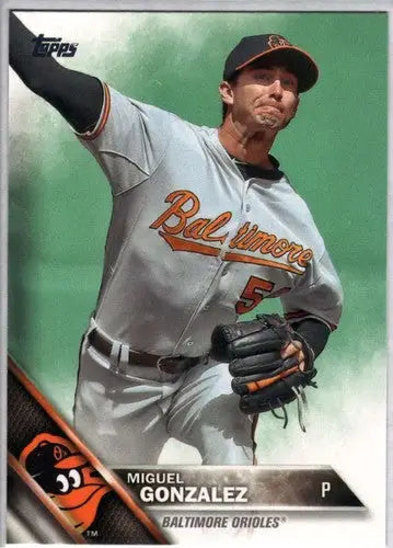 2016 Topps Miguel Gonzalez baseball card with original gloss NM-MT Orioles ID:3060
