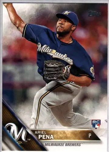 Ariel Pena rookie Brewers baseball card with original gloss from 2016 Topps series