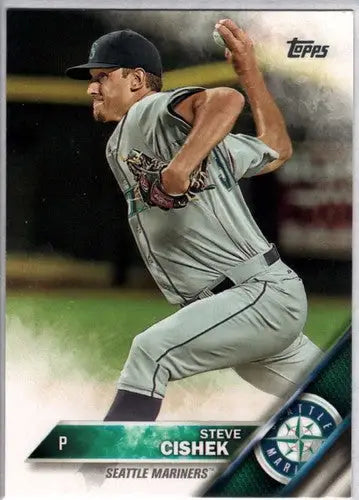 Original gloss baseball card of Steve Cishek NM-MT from 2016 Topps Mariners