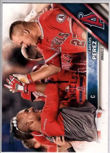 Original gloss Carlos Perez baseball card from 2016 Topps #499 featuring Angels ID 3117