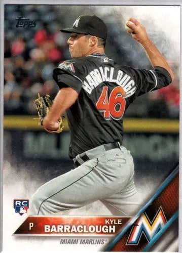 Original gloss of Kyle Barraclough rookie Marlins baseball card from 2016 Topps