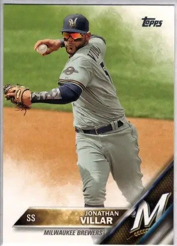Jonathan Villar baseball card from 2016 Topps with original gloss and Brewers logo