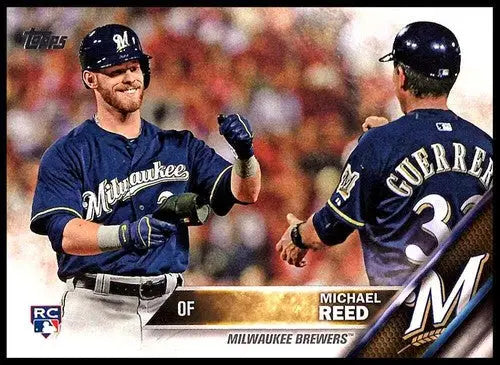 Michael Reed rookie Brewers baseball card with original gloss from 2016 Topps