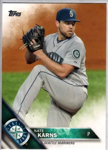 Original gloss Nate Karns baseball card 2016 Topps NM-MT Mariners ID 3149