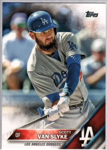 Original gloss Scott Van Slyke baseball card from 2016 Topps Dodgers series