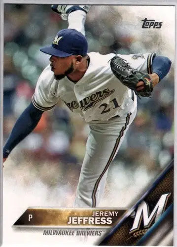 Baseball card of Jeremy Jeffress with original gloss, Jeremy Jeffress NM-MT Brewers ID 3152