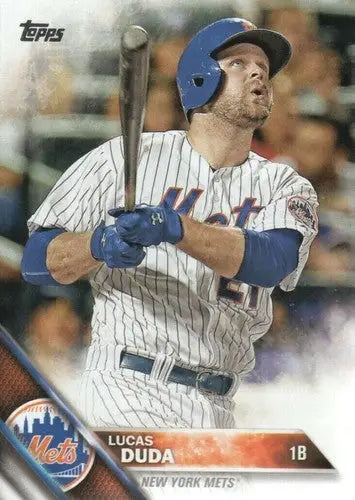 Original gloss Lucas Duda baseball card from 2016 Topps #548 Mets collection
