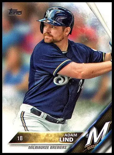 Adam Lind baseball card with original gloss from 2016 Topps NM-MT Brewers