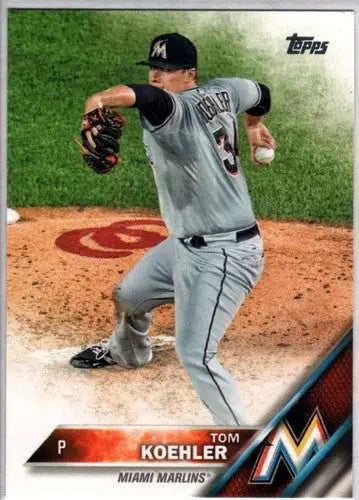 Original gloss Tom Koehler baseball card from 2016 Topps #573 NM-MT Marlins