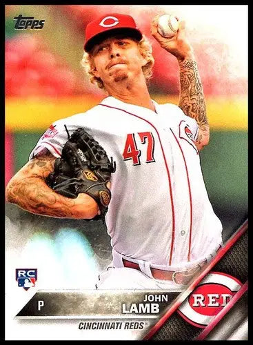 Original gloss John Lamb rookie Reds baseball card from 2016 Topps #59 NM-MT RC