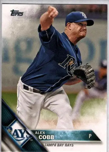 Original gloss Alex Cobb baseball card from 2016 Topps #593 NM-MT Rays
